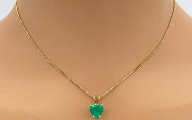 Emerald And 14k Yellow Gold Pendant Necklace