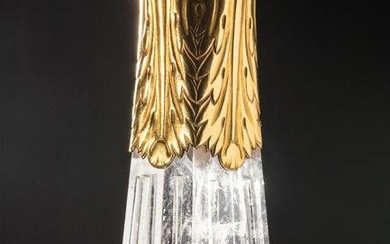 Emil Lettré, large breast pendant, 14k gold and rock crystal