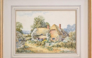English school (19th/20th century) Thatched country cottage, indistinctly signed watercolour,...