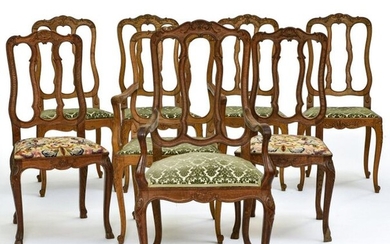 Ensemble de six chaises et deux fauteuils