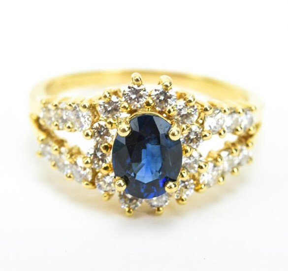 Estate 14kt Gold Diamond & Sapphire Ring