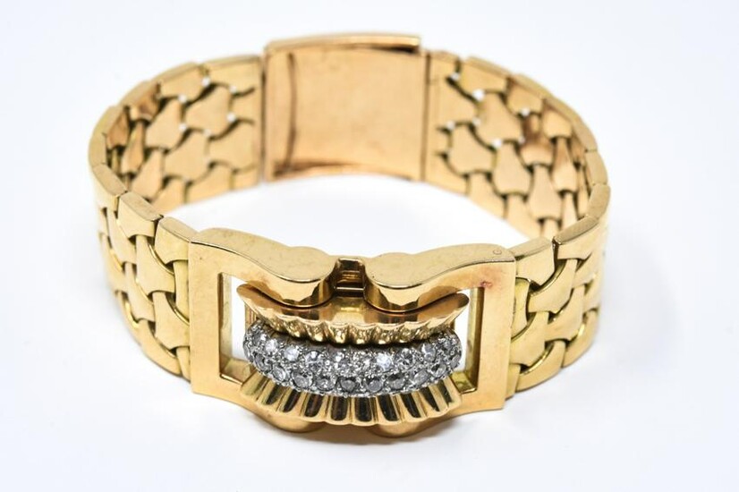 Estate 18kt Gold & 1.25 Carat Diamond Retro Watch