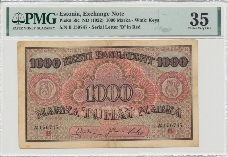 Estonia 1000 marka 1922 B - PMG 35