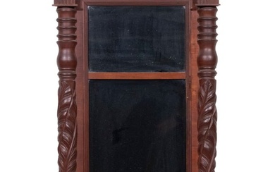 FEDERAL PERIOD MAHOGANY FRAMED MIRROR, NEO-CLASSICAL TWO PANEL