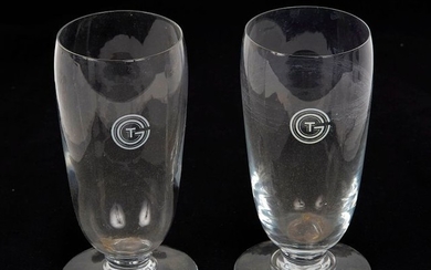 FRANCE. Two Daum crystal water glasses bearing the...