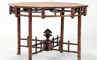 FRENCH FAUX BAMBOO 8-SIDED GAMES TABLE C.1900