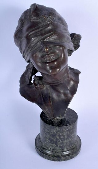 FRENCH SCHOOL (19th Century) Bronze, Blindfolded Male.