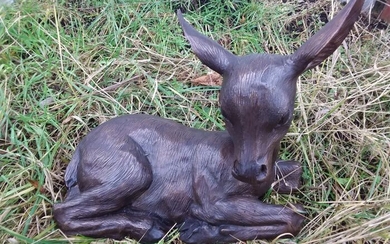Fawn - Baby deer - giant size - Patinated bronze - recent