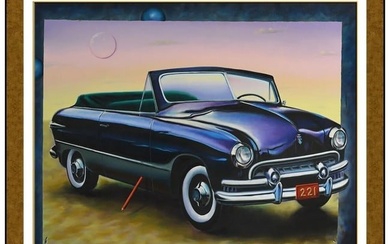 Ferjo Large Original Acrylic Painting On Canvas Signed Framed Surreal Car Art