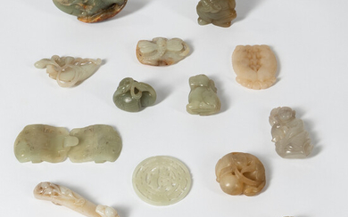 Fifteen Mostly Carved Hardstone Items