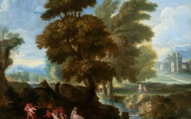 Flemish School 17th-18th Century Landscape with a Nymph