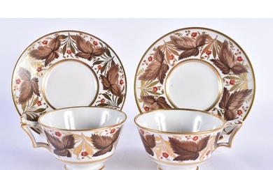 Flight Barr and Barr Worcester fine pair of cups and saucers...