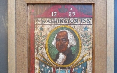 Folk Art Ye Washington Inn 1789, Wooden Sign 1932