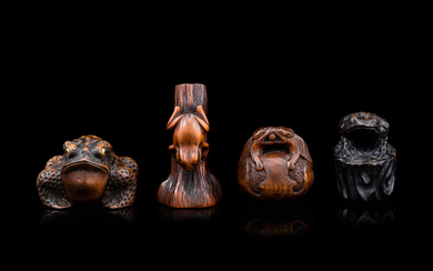 Four Japanese Carved Wood Netsuke
