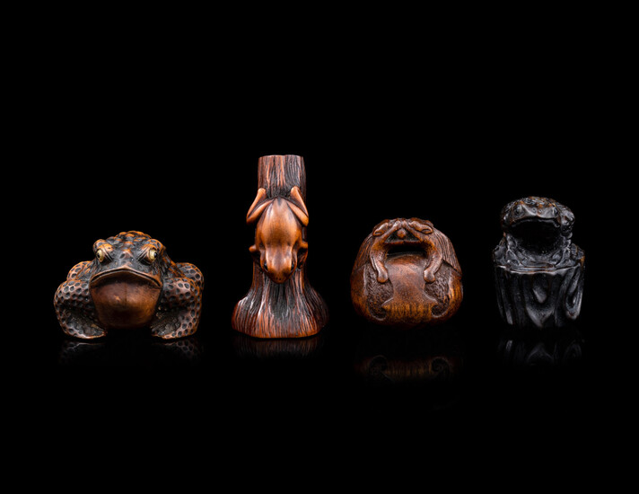 Four Japanese Carved Wood Netsuke