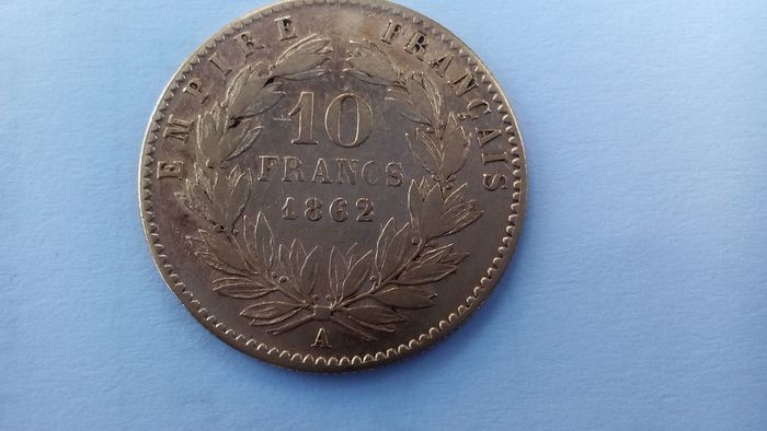 France - 10 Francs 1862-A Napoléon III - Gold