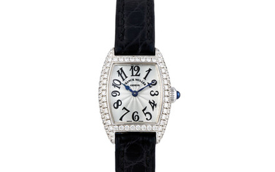 Franck Muller. A Fine Lady's White Gold and Diamond Set Wristwatch