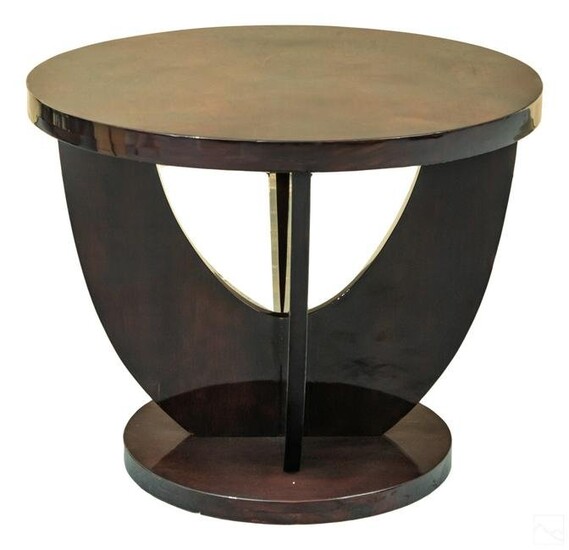 French Art Deco Rosewood Veneer Round Side Table