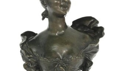 French Art Nouveau Patinated Bronze Bust