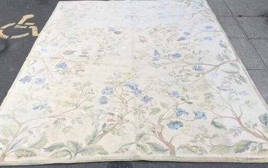 French Aubusson Floral Needlepoint Area Rug