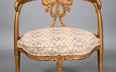 French Belle Epoque Carved Giltwood Fauteuil