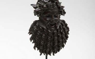 French Bronze Mask of Silenus, After the Antique