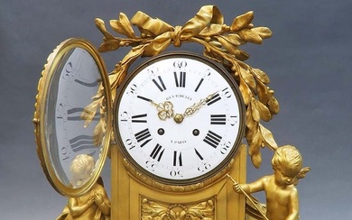 French Louis XVI Style Bronze Mantel Clock by Alfred Beurdeley