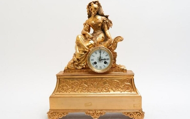 French Medaille D'Argent Gilt Metal Mantel Clock