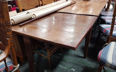 French Walnut Dining Table, with different single oak extension & a drawer to the other side, on square tapering legs