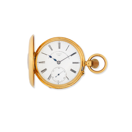 Frodsham & Co, 31 Gracechurch Street, London. An 18K gold keyless wind half hunter pocket watch