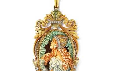 Fuset y Grau | Pendentif ivoire, corne et diamants | Ivory, horn and diamond pendant