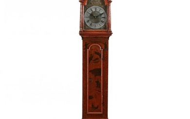 George III Lacquered Tall Case Clock with Chinoiserie Decoration
