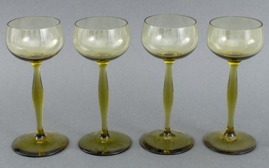 German Jugendstil Green Glass Champagne Cups, 4