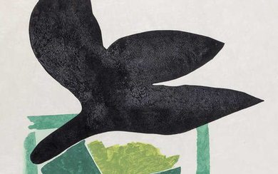 Geroges Braque (1882-1963) Oiseau Noir Sur Fond Vert (Vallier 181)