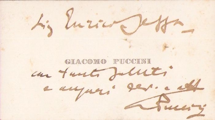 Giacomo Puccini Composer - Autograph; Personal Business Card with Greetings and Wishes - 1900/1915