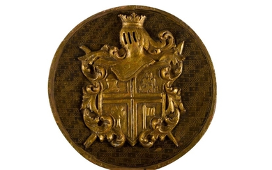 Gilded wood plaque with heraldic coat of arms Italy, early 20th century