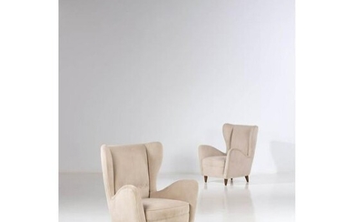 Gio Ponti (1891-1979) Pair of armchairs Walnut and