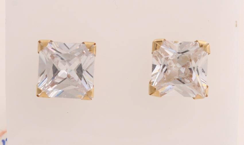 Gold ear studs, 585/000, with crystal. Ear buds with