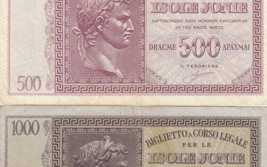 Greece 500 & 1000 Drachmai 1941 (2) Jonie Islands