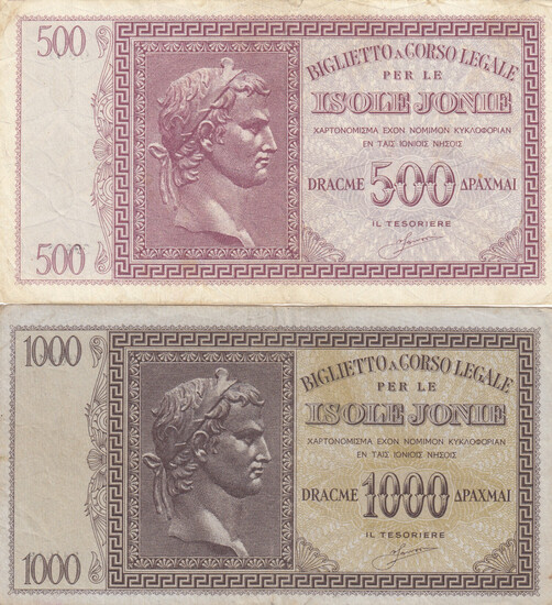 Greece 500 & 1000 Drachmai 1941 (2) Jonie Islands