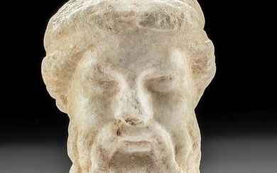 Greek Hellenistic Marble Head - Bearded Man