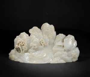 Green Jade Mountain Brush Rest, Early 19th Century