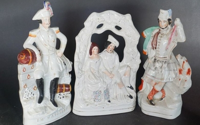 Group Antique Staffordshire Pottery Pieces