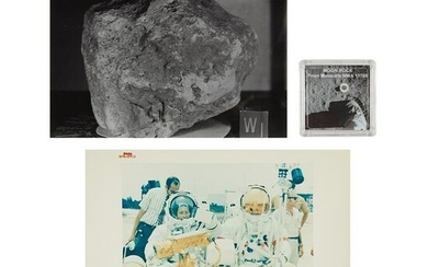 Group of 2 NASA Photos & Lunar Meteorite Specimen