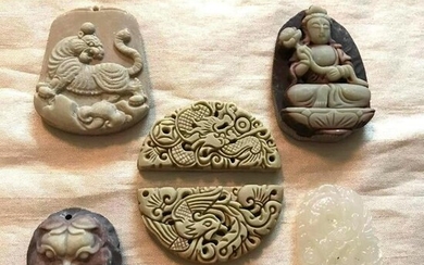 Group of Chinese Composite Stone Pendants