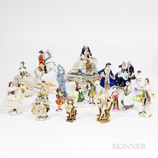 Group of Dresden, English, and Continental Porcelain Figures