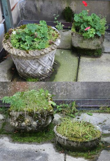 Grouping of Vintage Cement Planters