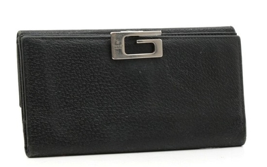 Gucci G Black Leather Long Wallet