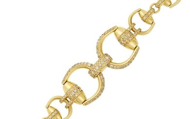Gucci Gold and Colored Diamond Horsebit Bracelet