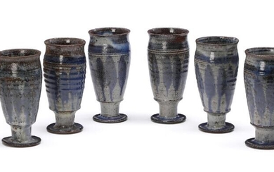 NOT SOLD. Gutte Eriksen: Six earthenware mazagran cups. Decorated with light grey and blue Borax glaze. (6) – Bruun Rasmussen Auctioneers of Fine Art